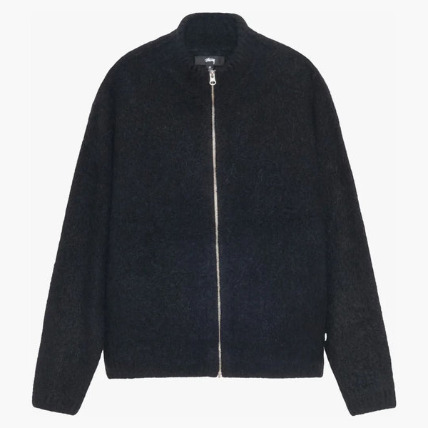 Stussy full zip borstad merino tröja svart