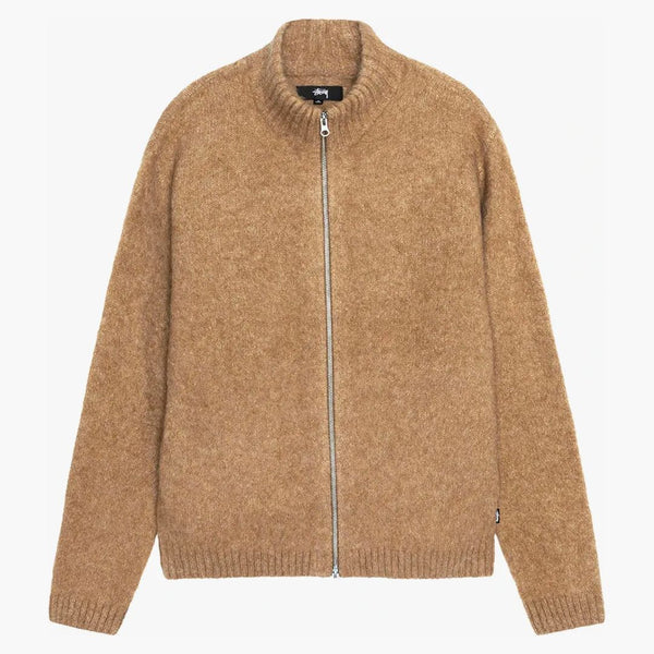 Stussy full zip borstad merino tröja kamel