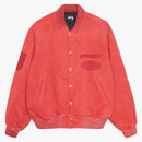 Stussy Ghost Logo Canvas Varsity Jacket Red