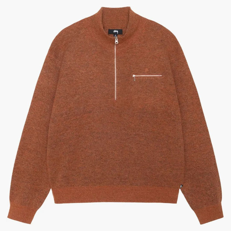 Stussy Half Zip Mock Neck svetr hlína