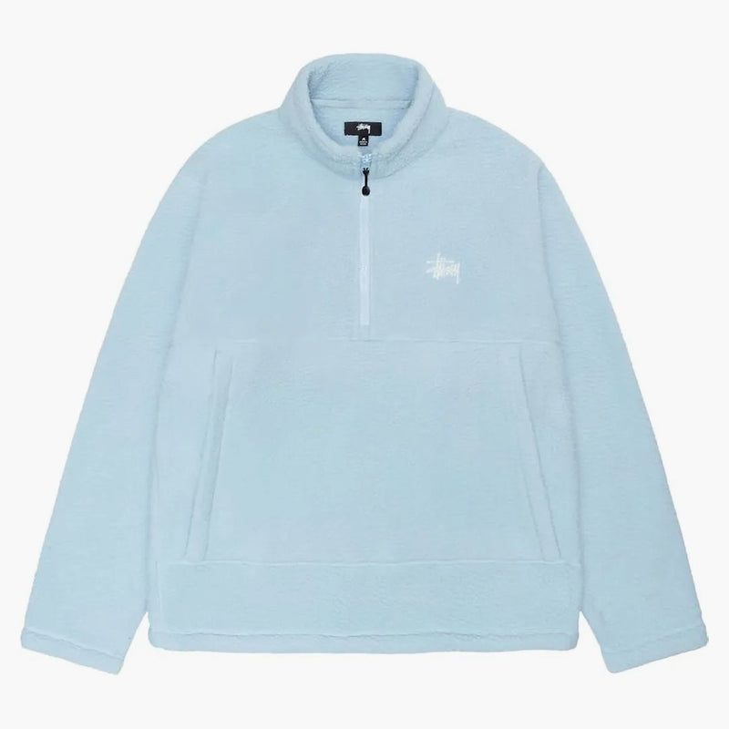 Stussy Half Zip Mock Polar Fleece Hoodie Blue