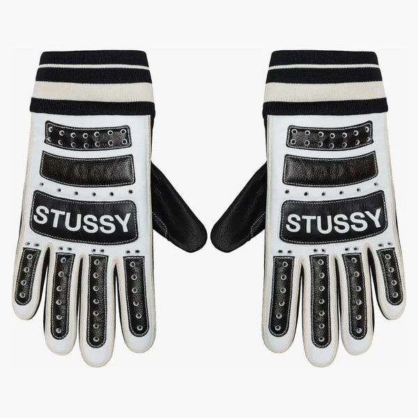 Stussy lädercykelhandskar svart/vit