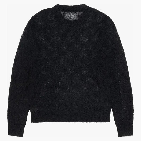 Stussy volný pletený křížový kabelový svetr černý