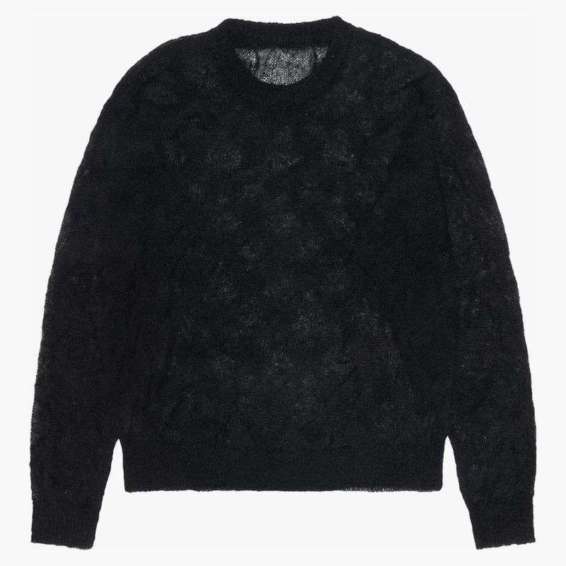 Stussy volný pletený křížový kabelový svetr černý