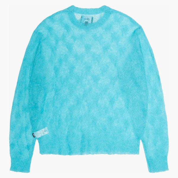 Stussy volný pletený křížový kabelový svetr azur