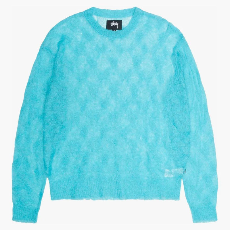 Stussy volný pletený křížový kabelový svetr azur