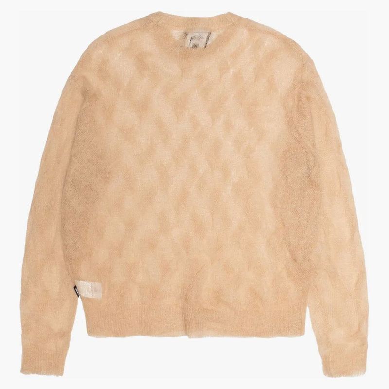 Stussy volný pletený křížový kabelový svetr písek