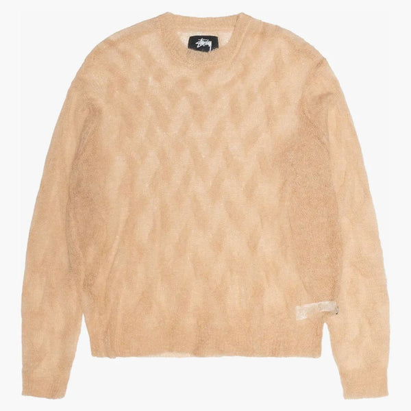 Stussy volný pletený křížový kabelový svetr písek