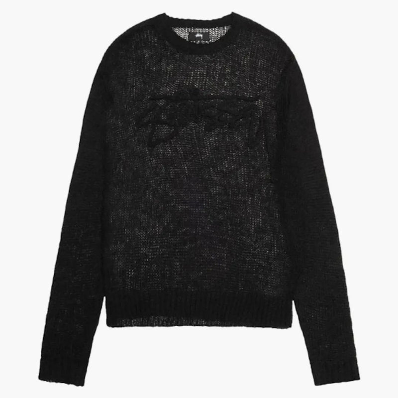 Stussy volný pletený logo svetr černý