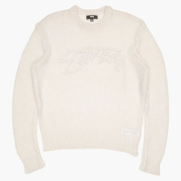 Stussy volný pletený logo svetr kosti