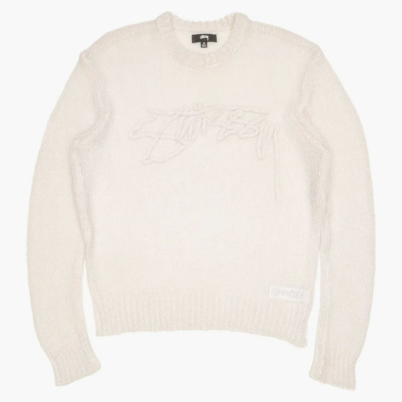 Stussy volný pletený logo svetr kosti