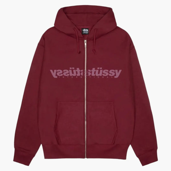 Stussy Mirror Zip Hoodie Wine
