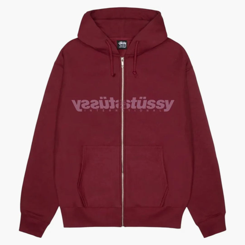 Stussy Mirror Zip Hoodie Wine