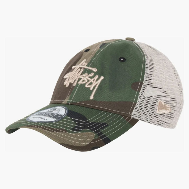 Stussy New Era 9twenty Basic Trucker Woodland Camo