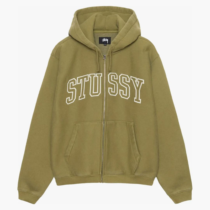 Stussy Outline Zip Hoodie Olive