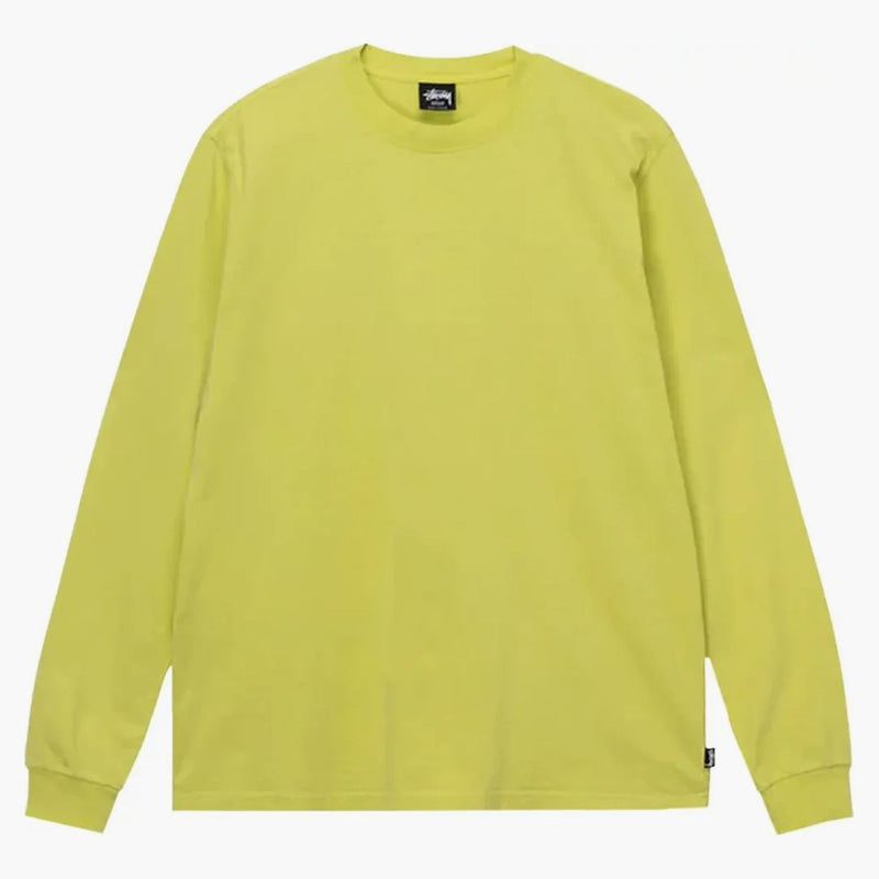 Stussy Pigment obarvená posádka s dlouhým rukávem Top Yellow