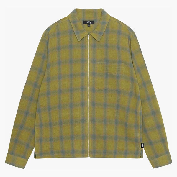 Stussy Plaid Twisted Yarn Zip košile zelená