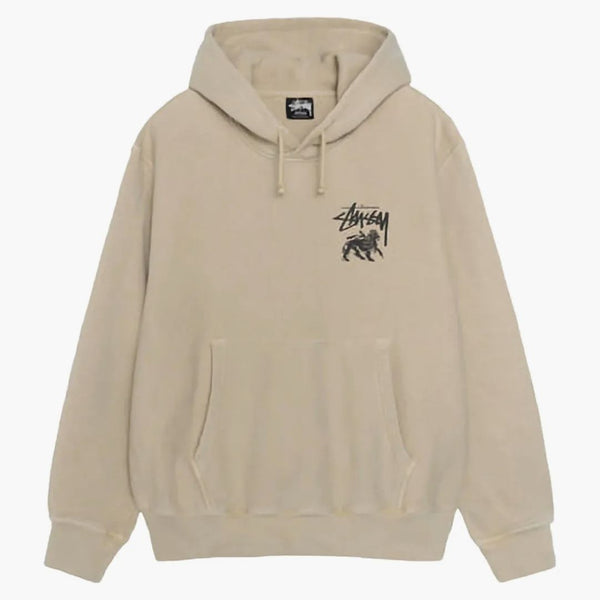 Stussy Rasta Lion Pigment obarvená mikina khaki