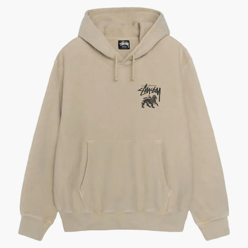 Stussy Rasta Lion Pigment obarvená mikina khaki
