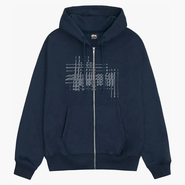 Stussy Refracted Zip Hoodie Navy