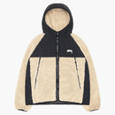Stussy Sherpa Paneled Hooded Jacket Beige