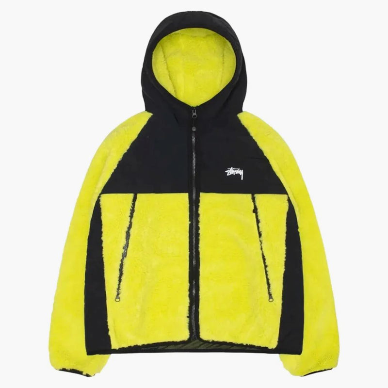 Stussy Sherpa Paneled Hooded Jacket Lime