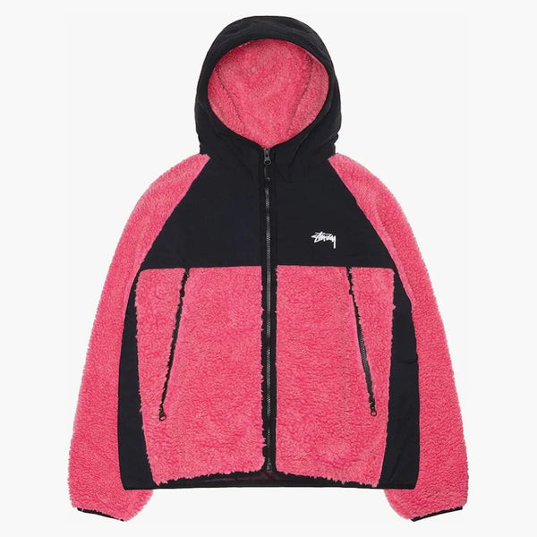 Stussy sherpa chaqueta con capucha rosa