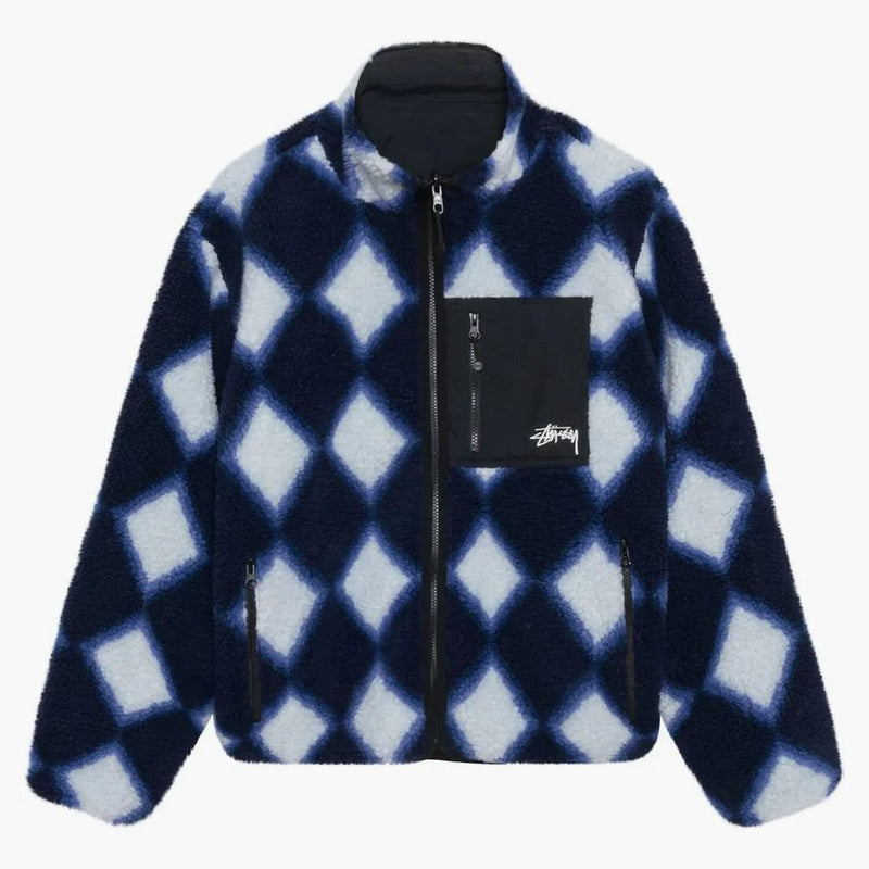 Stussy Sherpa Reverzibilní razítková bunda fialová