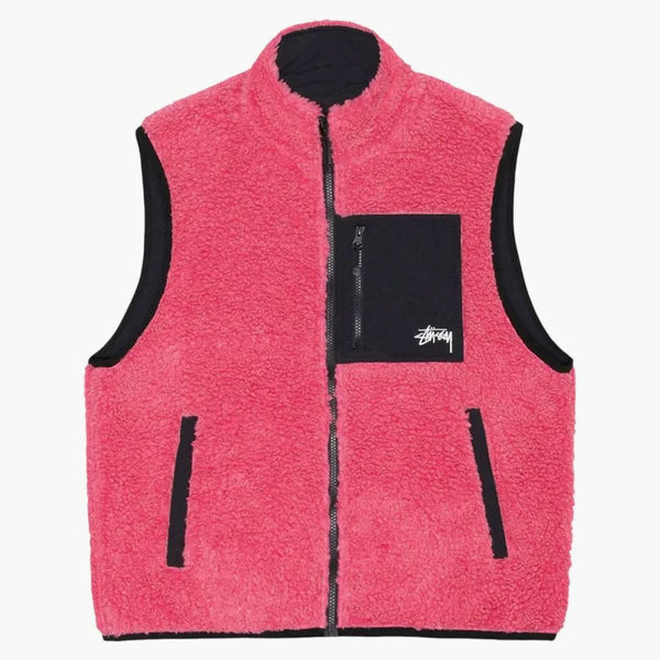 Stussy Sherpa reverzibilní vesta růžová