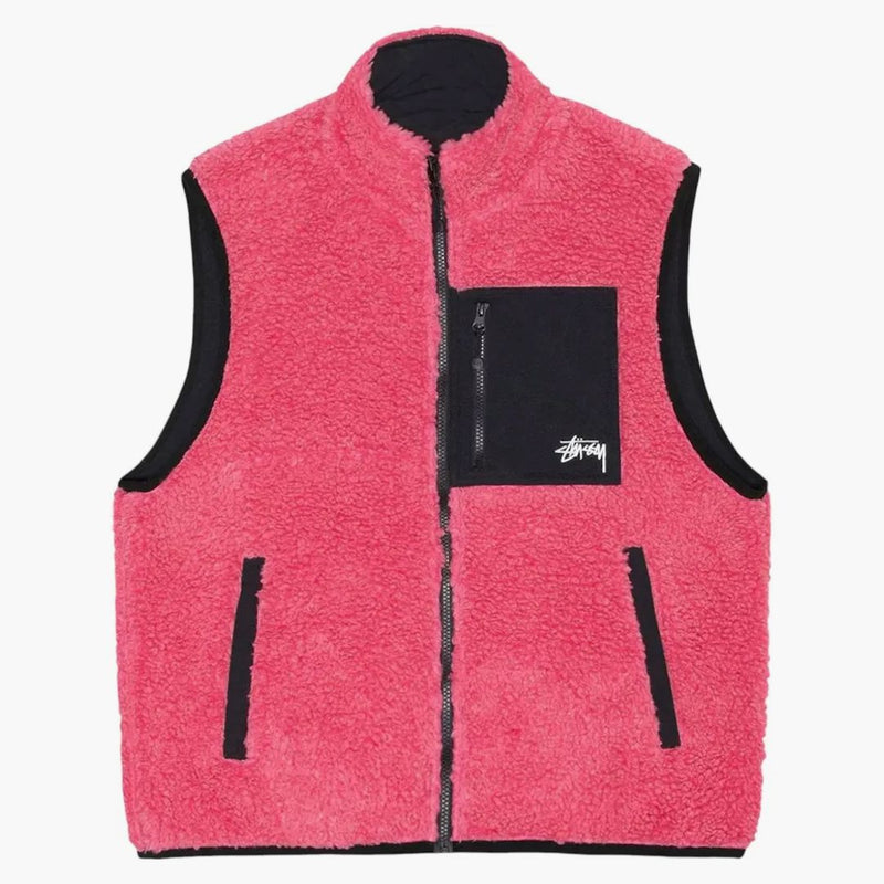 Stussy Sherpa reverzibilní vesta růžová