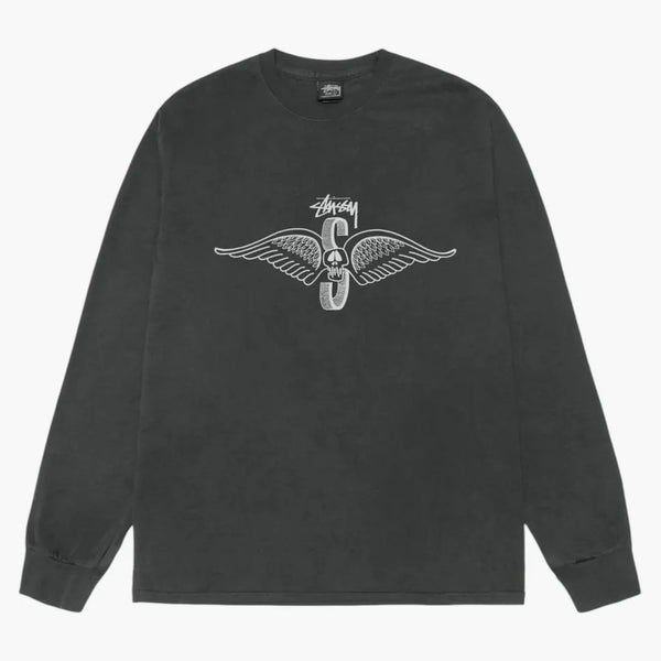 Stussy Skull Wings L/s Pigment Dyed Tee Black