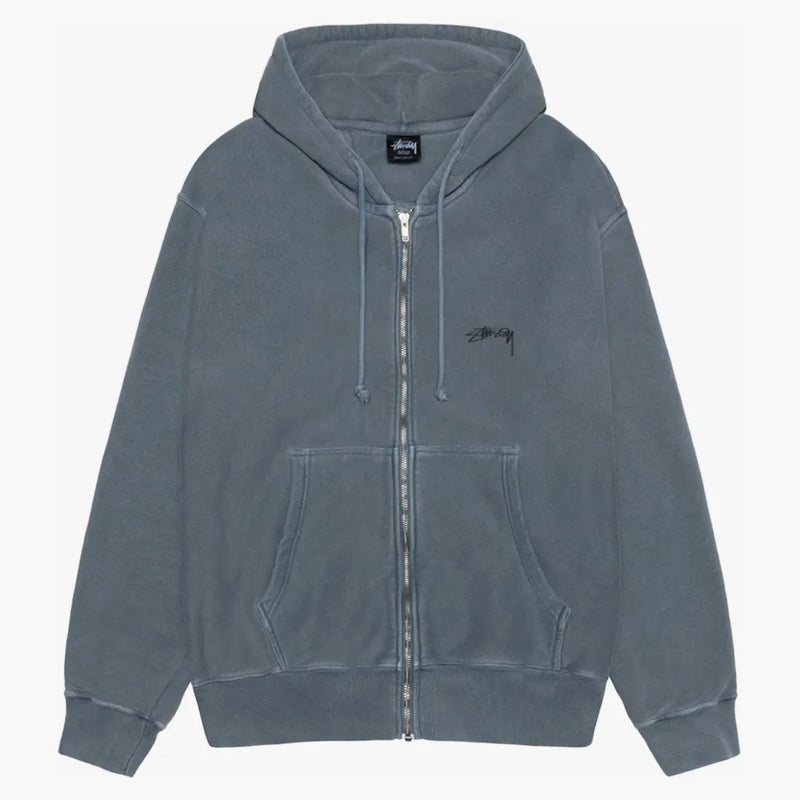 Stussy Hladké pigmentové pigment barvené zip mikiny námořnictvo