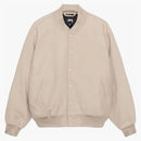 Stussy Sport Melton Varsity Jacket Oatmeal