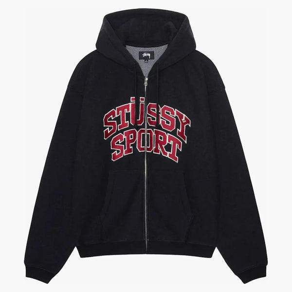 Stussy Sport Zip Hoodie Washed Black