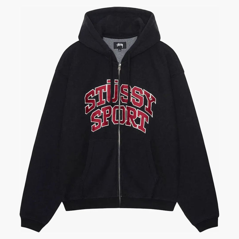 Stussy Sport Zip Hoodie Washed Black