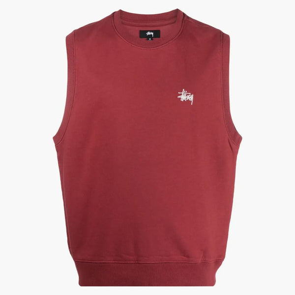 Stussy Stock Fleece Vest Washed Burgundy