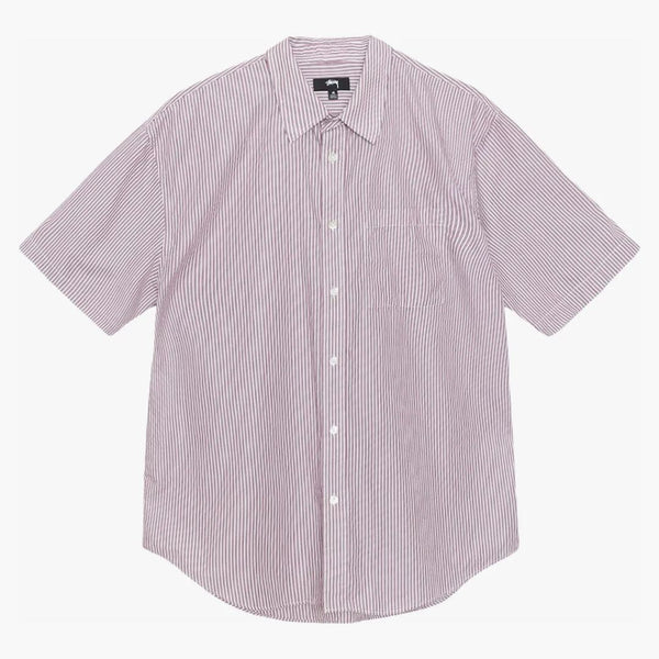 Stussy Stripe Boxy S/S 8 Ball Shirt Burgundy