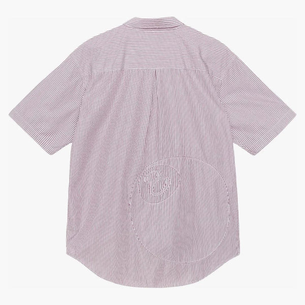 Stussy Stripe Boxy S/S 8 Ball Shirt Burgundsko