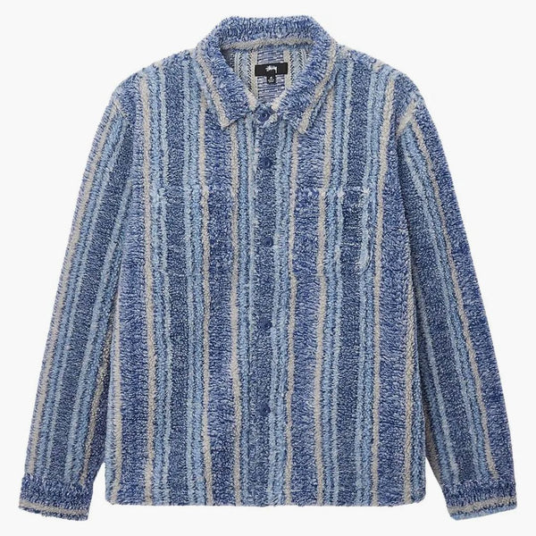 Stussy Stripe Sherpa Shirt Indigo