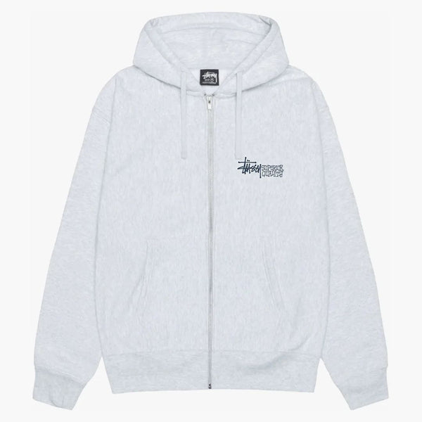Stussy vynikající kvalita zip mikina popel heather
