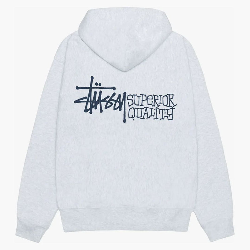 Stussy vynikající kvalita zip mikina popel heather