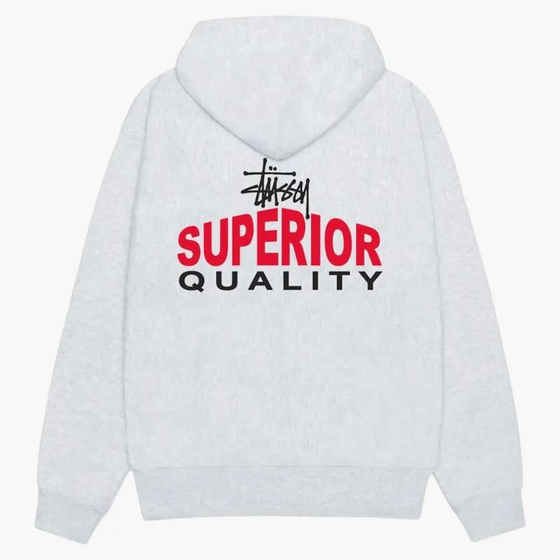Stussy Superior Quality Zip Hoodie (ss25) Ash Heather