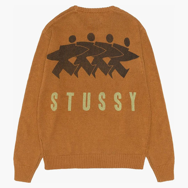 Stussy Surfman Icon Cotton Linen Crew Brown