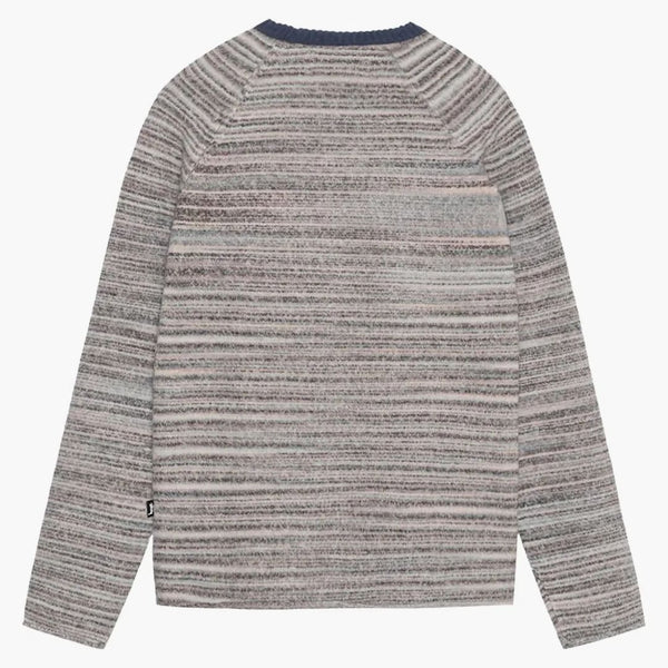 Stussy Textured Knit Contrast Collar Crew Grey Multi