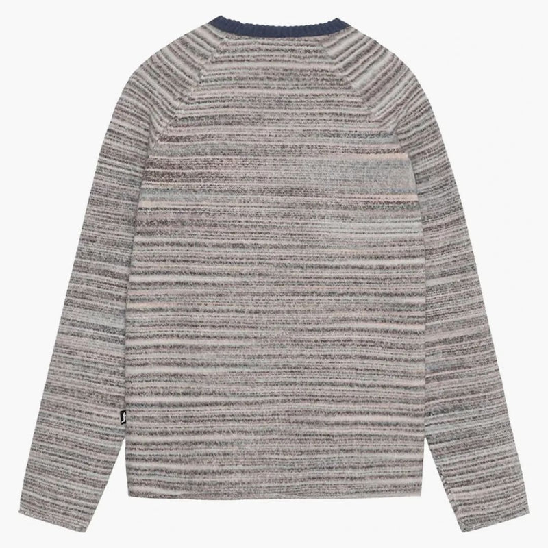 Stussy Textured Knit Contrast Collar Crew Grey Multi
