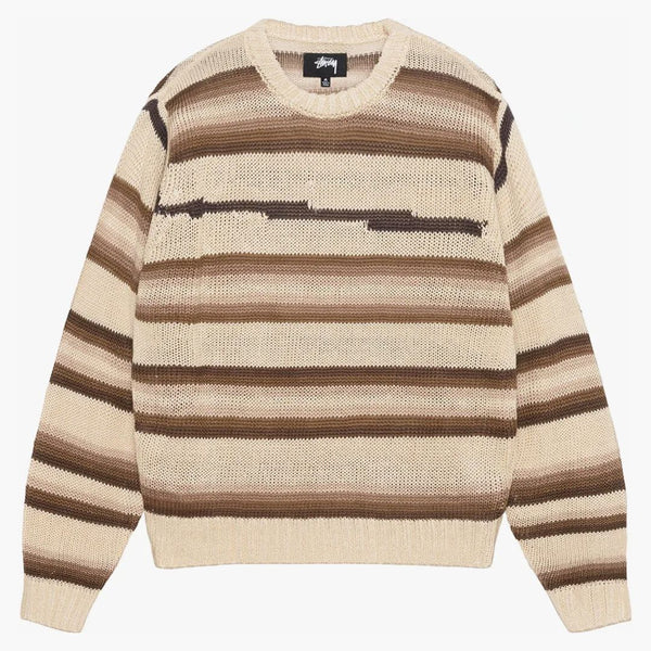 Stussy Tonal Stripe Linen Sweater Natural