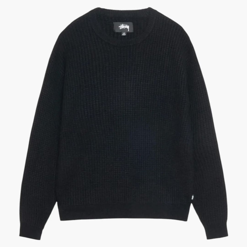 Stussy Waffle Pletení Cashmere Crew Black