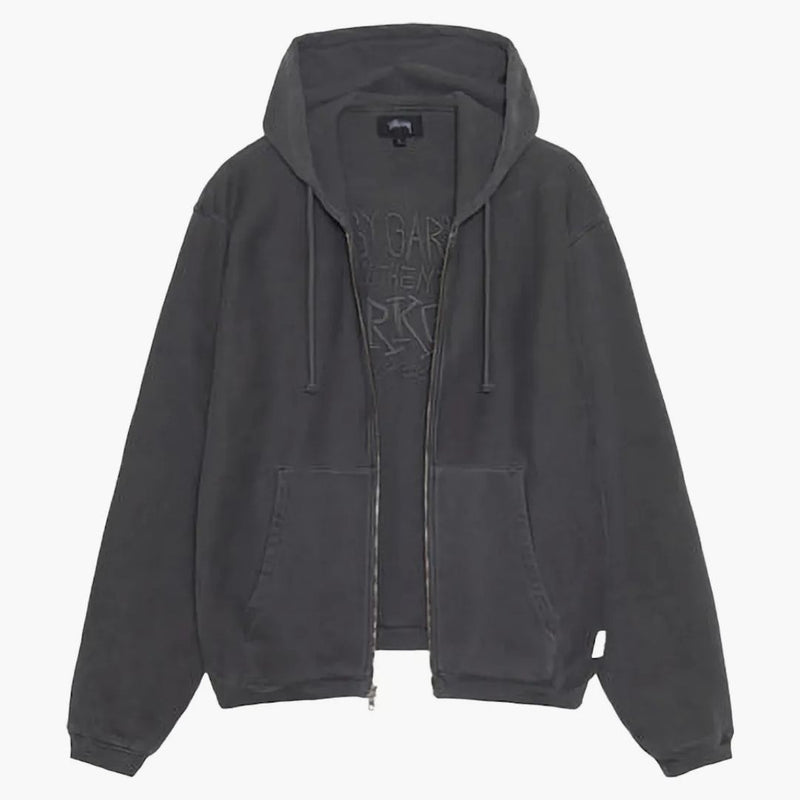 Stussy Waffle lemovaná zip mikina černá