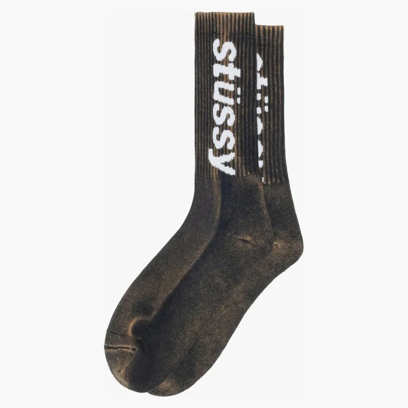 STUSSY a spălat helvetica echipaj de șosetă negru