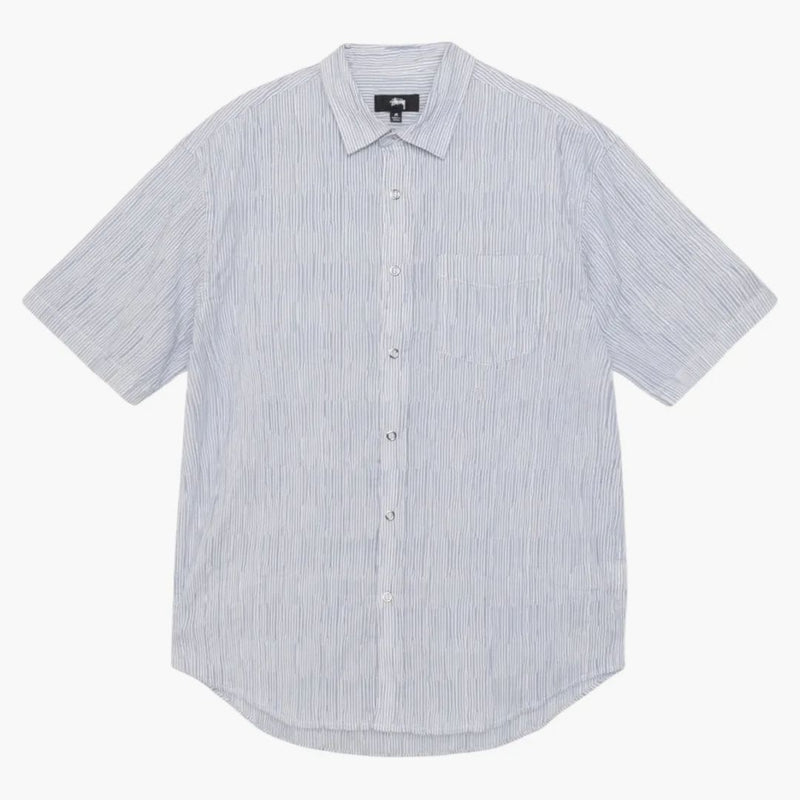 Camisa de rayas ondulada de Stussy White/Blue Stripes